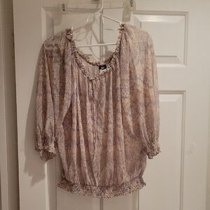 H&M Cream and Purple Patterned Blouse